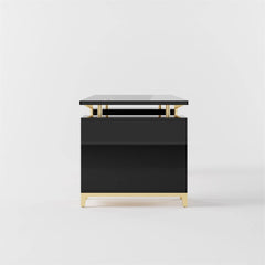 Modern Writing Desk with Gold Frame and Storage Cabinet