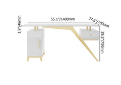 Modern Writing Desk with Gold Frame and Storage Cabinet Dimensions