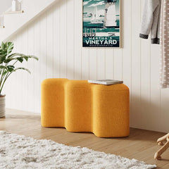Modern Yellow Boucle Bench with Backless Design for Entryway