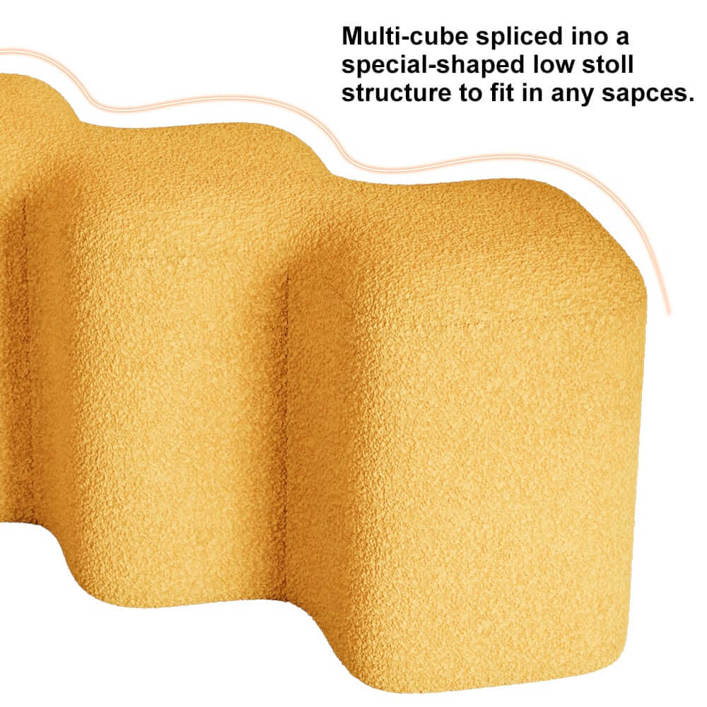 Modern Yellow Boucle Bench with Backless Design for Entryway