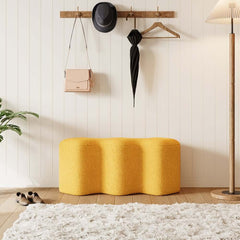 Modern Yellow Boucle Bench with Backless Design for Entryway