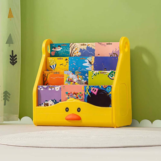 Modern Yellow Plastic Toy Organizer with 4 Open Shelves Main Product Image