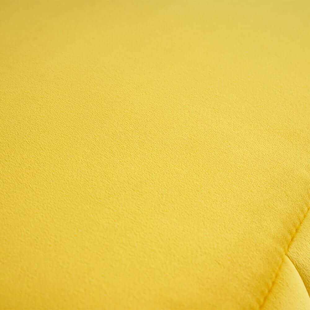 Modern Yellow Velvet Upholstered Ottoman with Gold Legs