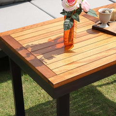 Modular Black & Brown Outdoor Sofa Set with Propane Fire Pit