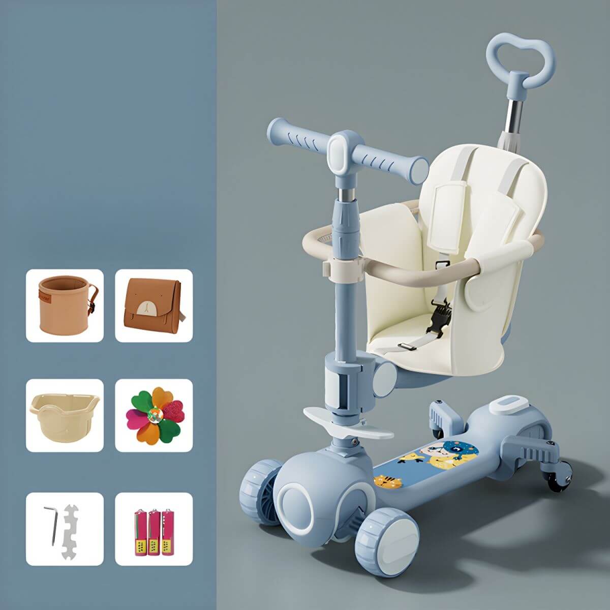 Modular Ride-On Scooter for Toddlers: Push, Sit or Glide