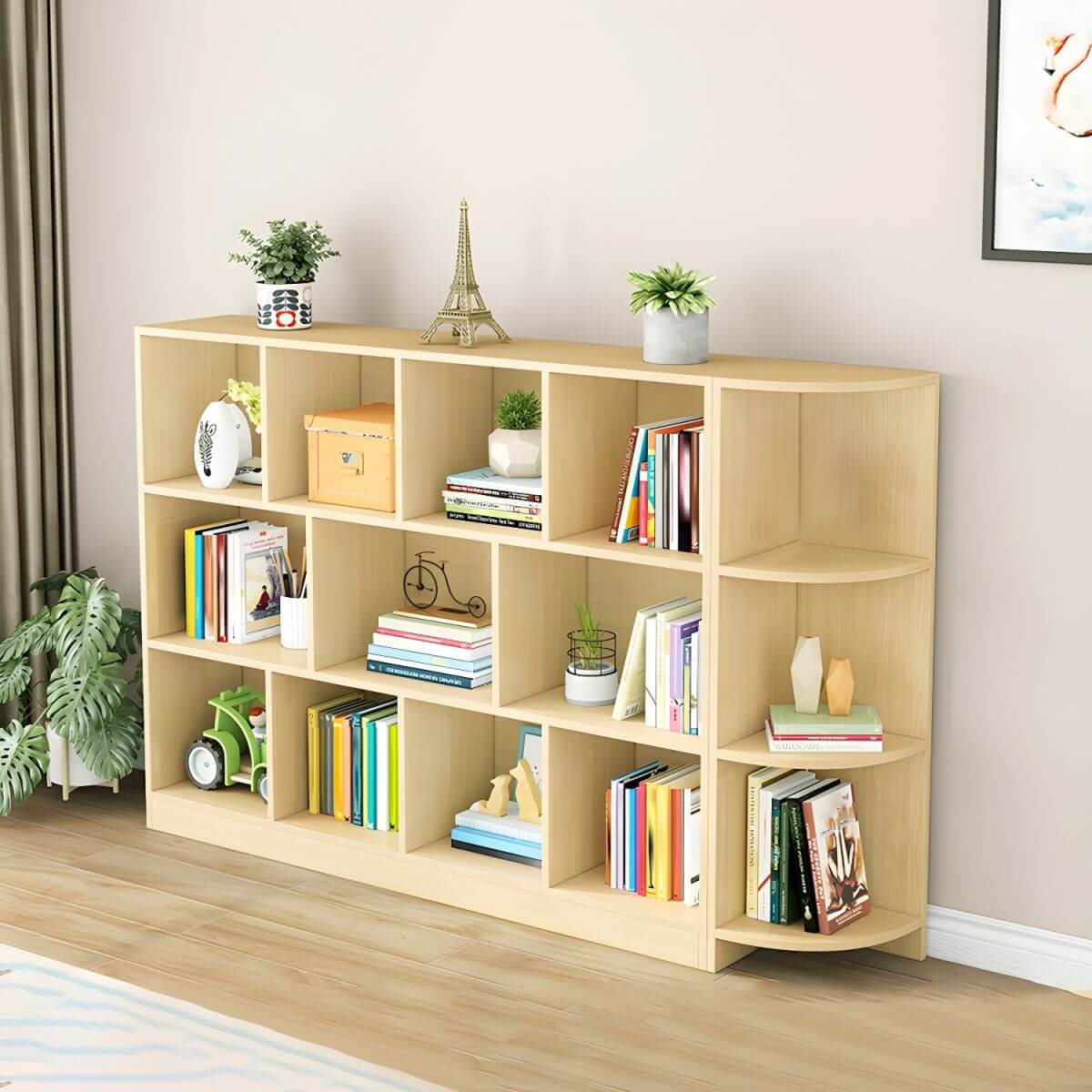 Modular Solid Wood Bookcase for Kids with Smooth Finish
