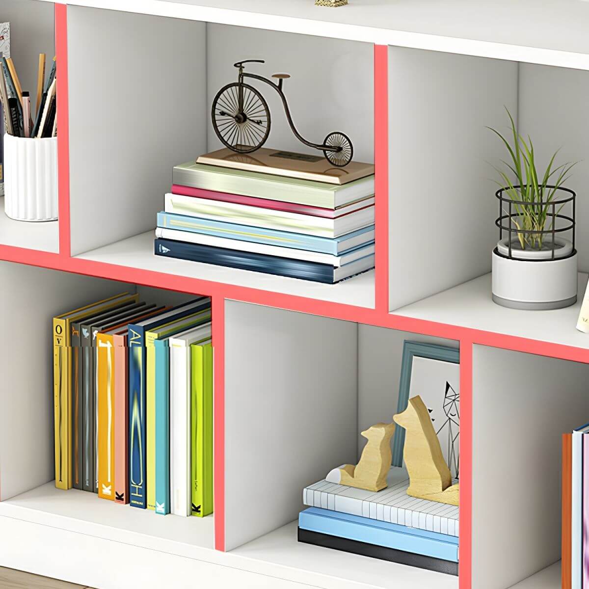 Modular Solid Wood Bookcase for Kids with Smooth Finish
