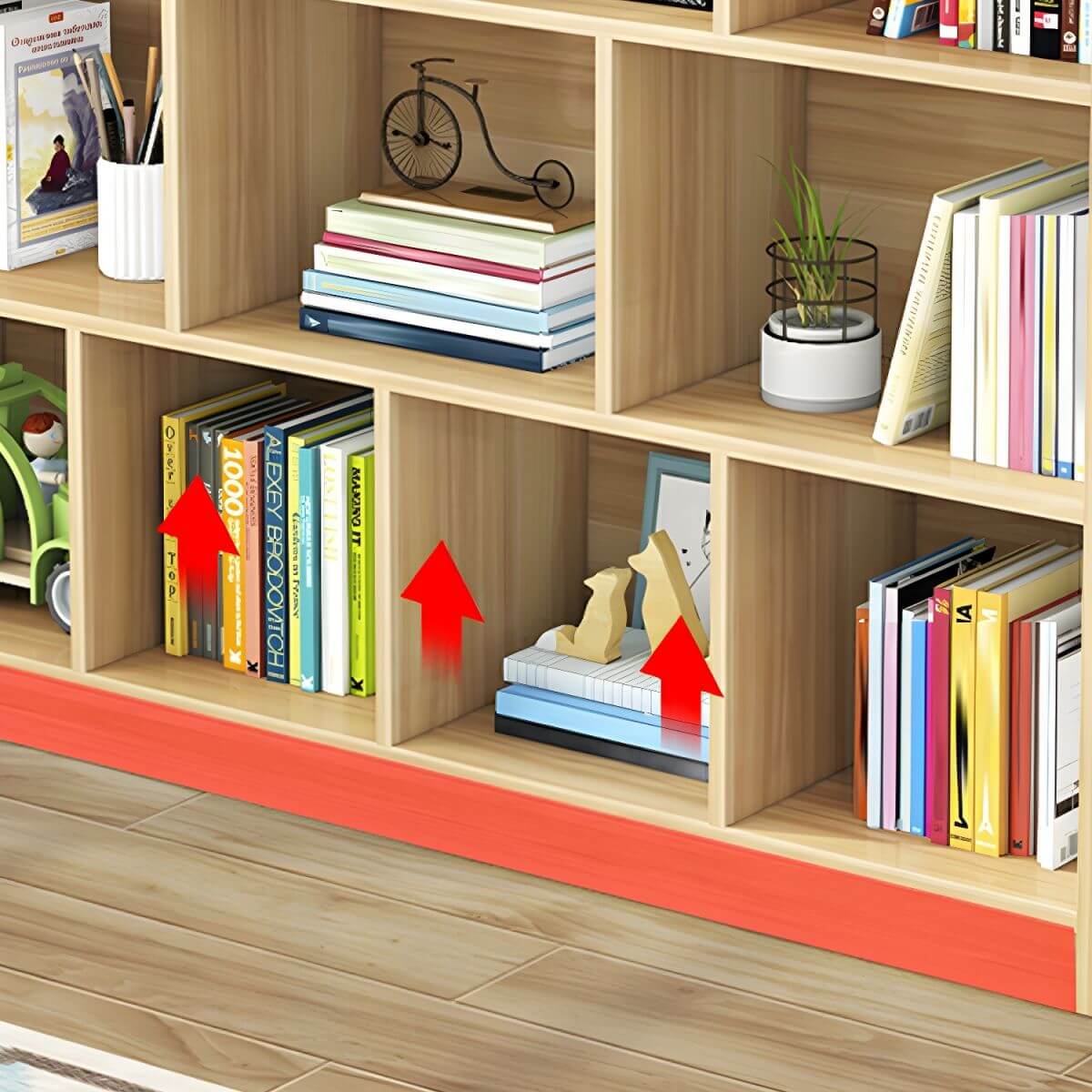 Modular Solid Wood Bookcase for Kids with Smooth Finish