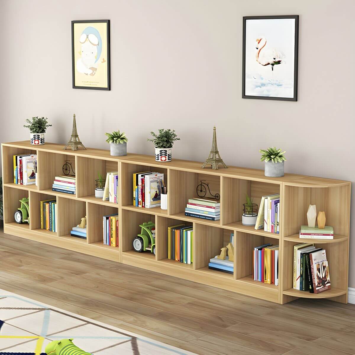 Modular Solid Wood Bookcase for Kids with Smooth Finish