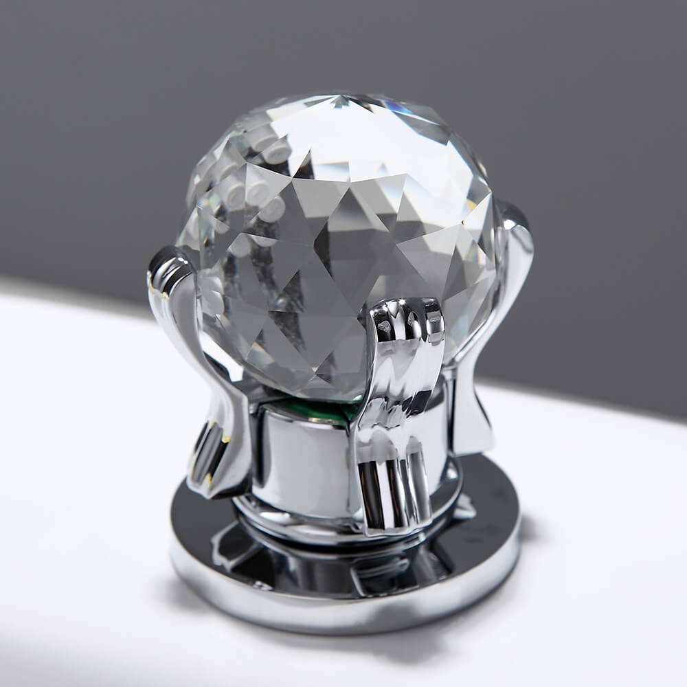 Mooni Widespread Bathroom Faucet with Waterfall Spout and Crystal Handles