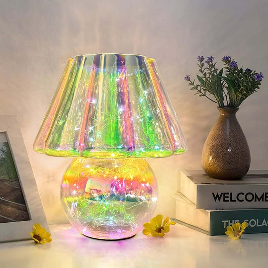 Multi-Color Glass LED Table Lamp with Dimmable Functionality Main Product Image