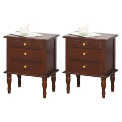 Narrow Solid Wood Kids Nightstand in Traditional Style with Two Drawers
