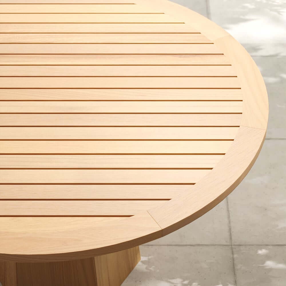 Natural Acacia Wood Round Outdoor Dining Set with Stackable Chairs