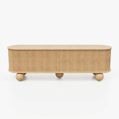 Natural Ash Wood Freestanding TV Stand For 70-79 Inch TVs