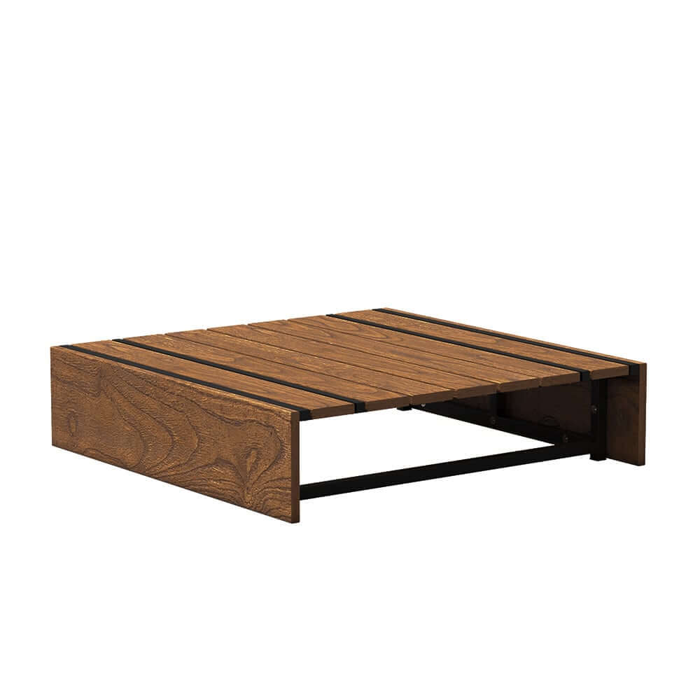 Natural & Gray Outdoor Sectional Sofa Set with Teak Table