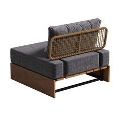Natural & Gray Outdoor Sectional Sofa Set with Teak Table