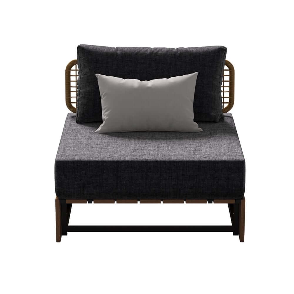 Natural & Gray Outdoor Sectional Sofa Set with Teak Table