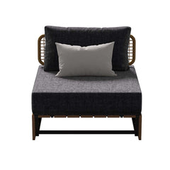 Natural & Gray Outdoor Sectional Sofa Set with Teak Table