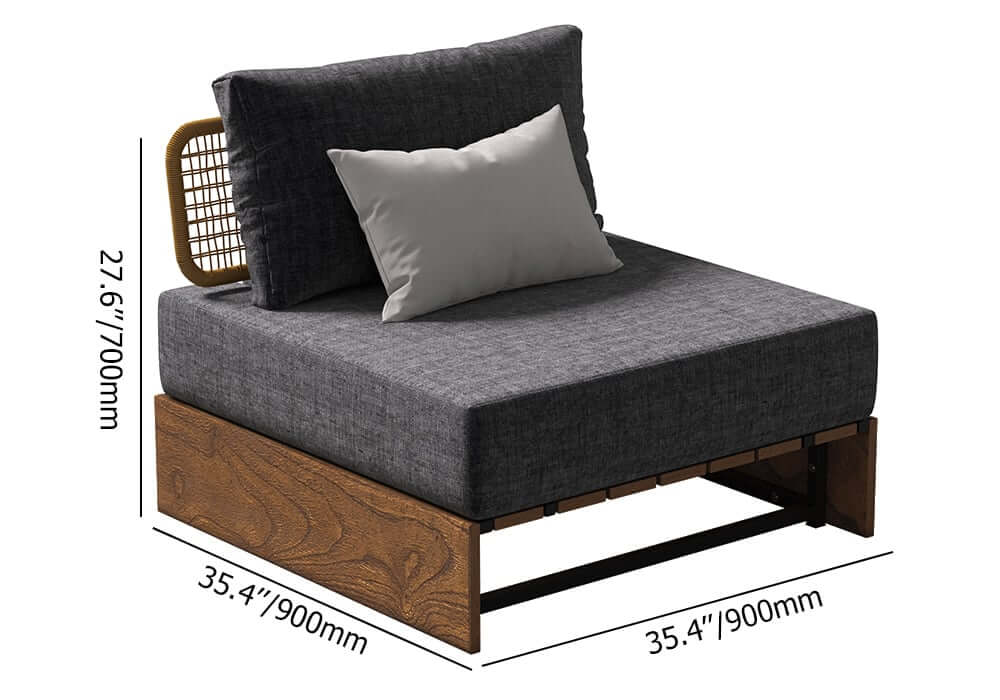 Natural & Gray Outdoor Sectional Sofa Set with Teak Table Dimensions