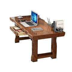 Natural Pine Wood Farmhouse Writing Desk with Storage Drawer