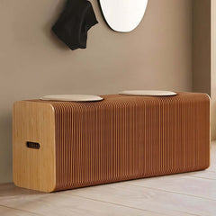 Natural PU Leather Modern Backless Bench with Folding Design