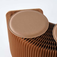 Natural PU Leather Modern Backless Bench with Folding Design