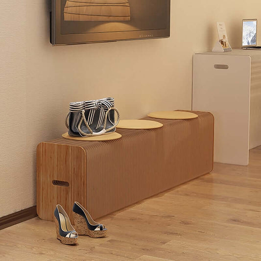 Natural PU Leather Modern Backless Bench with Folding Design