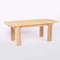 Natural Rattan and Ash Wood Backless Bench in Japandi Style