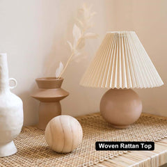 Natural Rattan and Ash Wood Backless Bench in Japandi Style