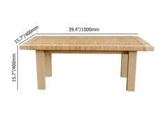 Natural Rattan and Ash Wood Backless Bench in Japandi Style Dimensions