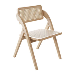 Natural Rubberwood Folding Side Chairs Set - Japandi Style