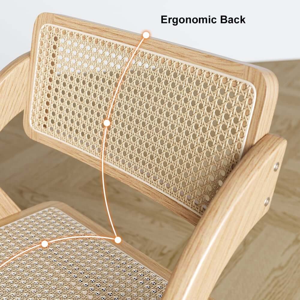 Natural Rubberwood Folding Side Chairs Set - Japandi Style