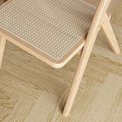 Natural Rubberwood Folding Side Chairs Set - Japandi Style
