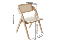 Natural Rubberwood Folding Side Chairs Set - Japandi Style Dimensions