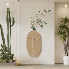 Natural Sandstone Abstract Wall Plant with Green Foliage