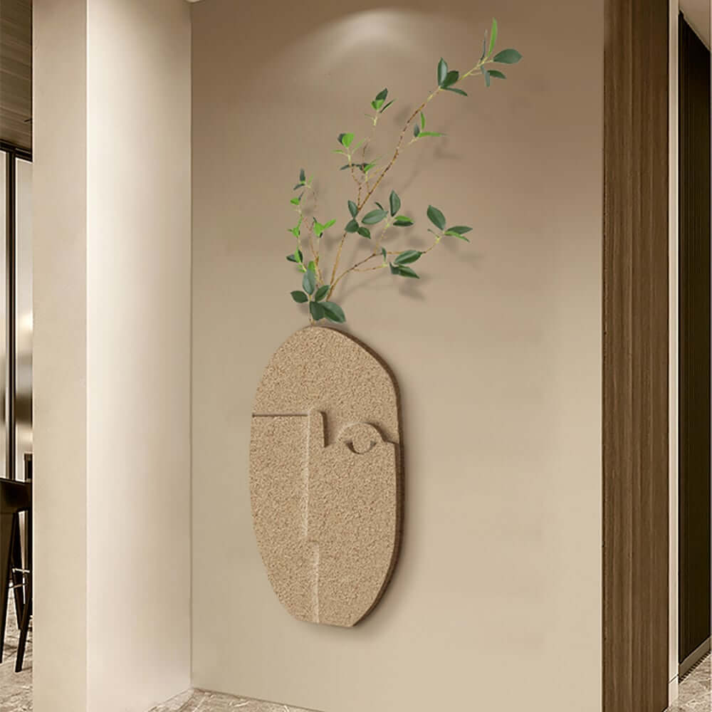 Natural Sandstone Abstract Wall Plant with Green Foliage