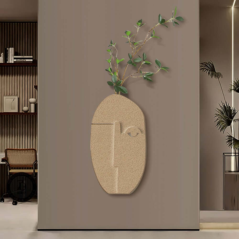 Natural Sandstone Abstract Wall Plant with Green Foliage