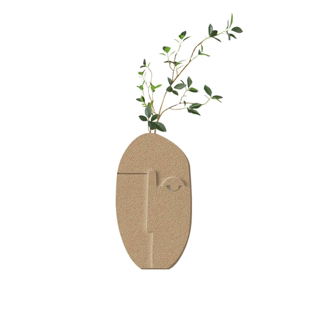 Natural Sandstone Abstract Wall Plant with Green Foliage