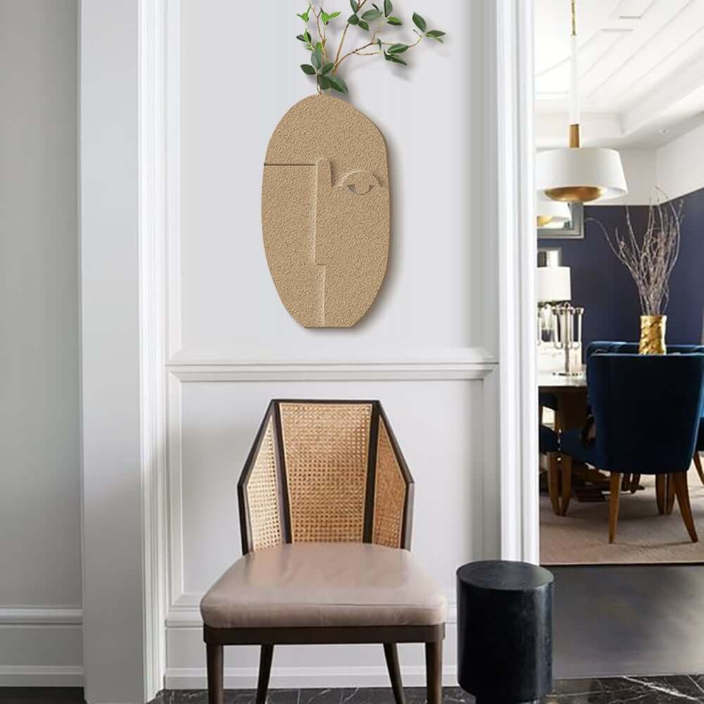 Natural Sandstone Abstract Wall Plant with Green Foliage