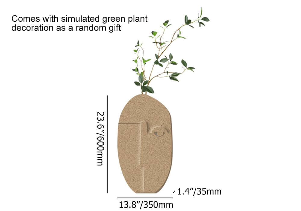 Natural Sandstone Abstract Wall Plant with Green Foliage Dimensions