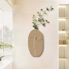 Natural Sandstone Abstract Wall Plant with Green Foliage Main Product Image