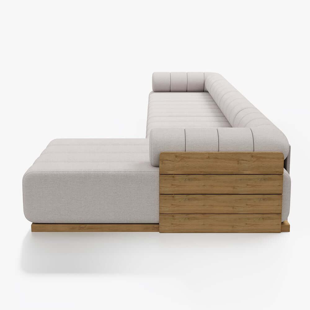 Natural Teak Frame Modern Outdoor Sofa Chair Set Without Coffee Table