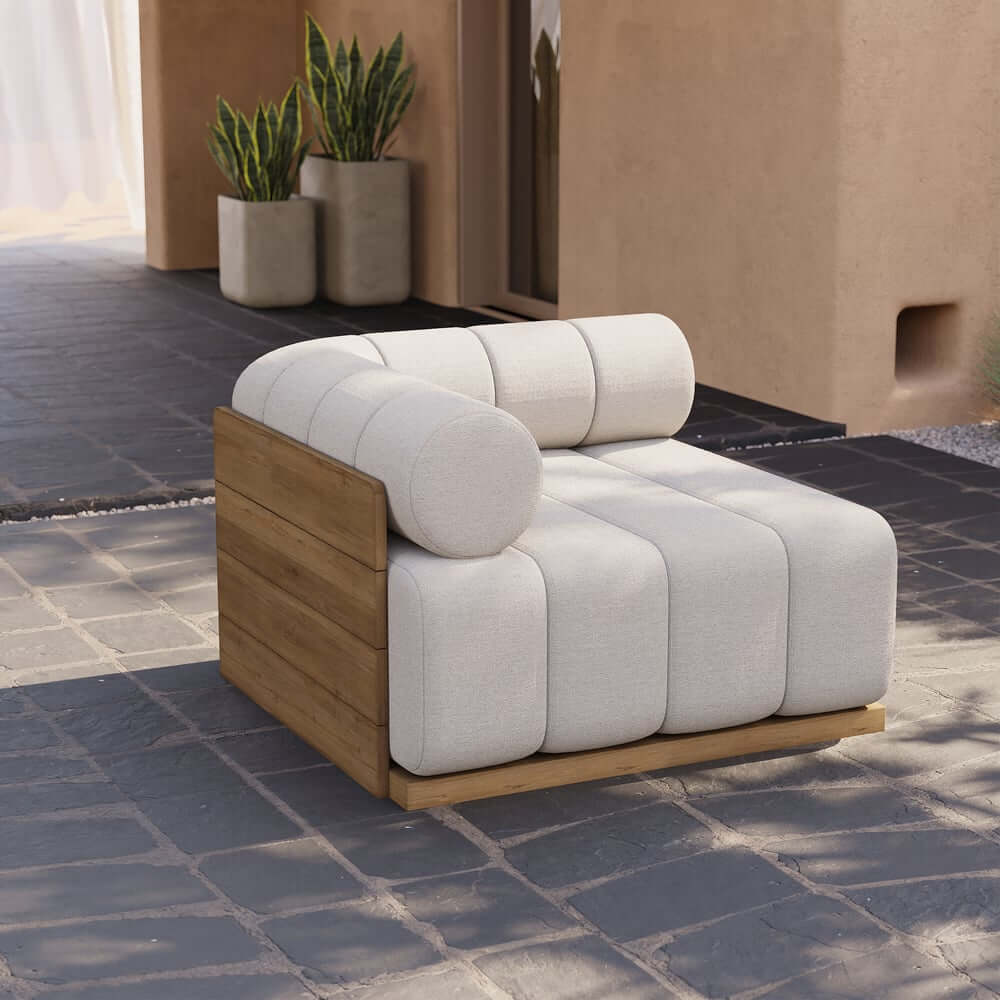 Natural Teak Frame Modern Outdoor Sofa Chair Set Without Coffee Table