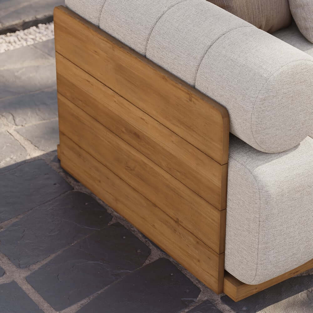 Natural Teak Frame Modern Outdoor Sofa Chair Set Without Coffee Table