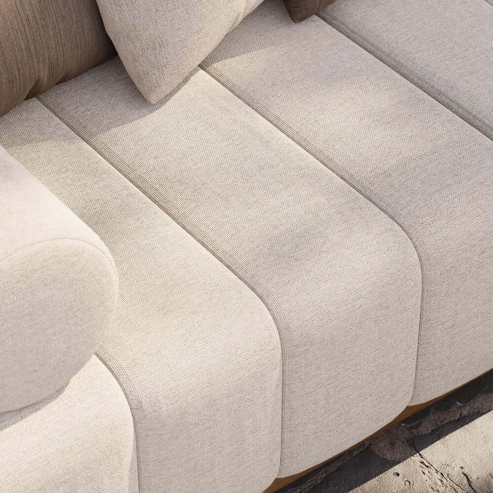 Natural Teak Frame Modern Outdoor Sofa Chair Set Without Coffee Table