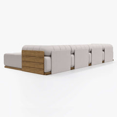 Natural Teak Frame Modern Outdoor Sofa Chair Set Without Coffee Table