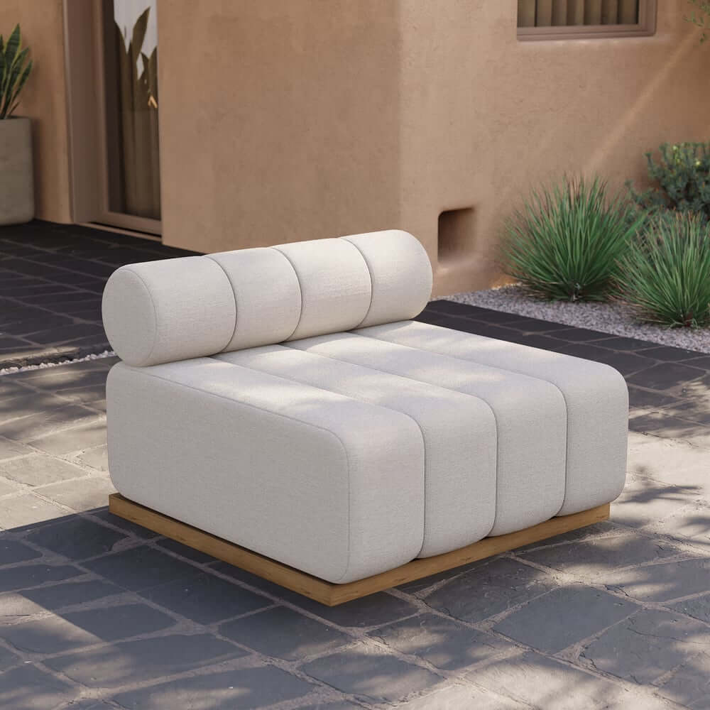 Natural Teak Frame Modern Outdoor Sofa Chair Set Without Coffee Table