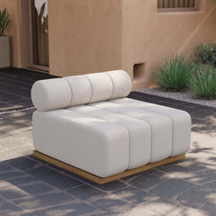 Natural Teak Frame Modern Outdoor Sofa Chair Set Without Coffee Table