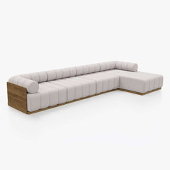 Natural Teak Frame Modern Outdoor Sofa Chair Set Without Coffee Table