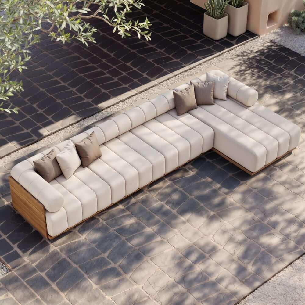 Natural Teak Frame Modern Outdoor Sofa Chair Set Without Coffee Table Main Product Image